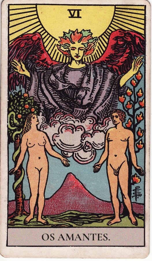 Os Amantes — baralho Rider-Waite-Smith