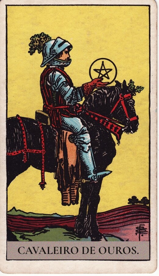 Cavaleiro de Ouros — baralho Rider-Waite-Smith