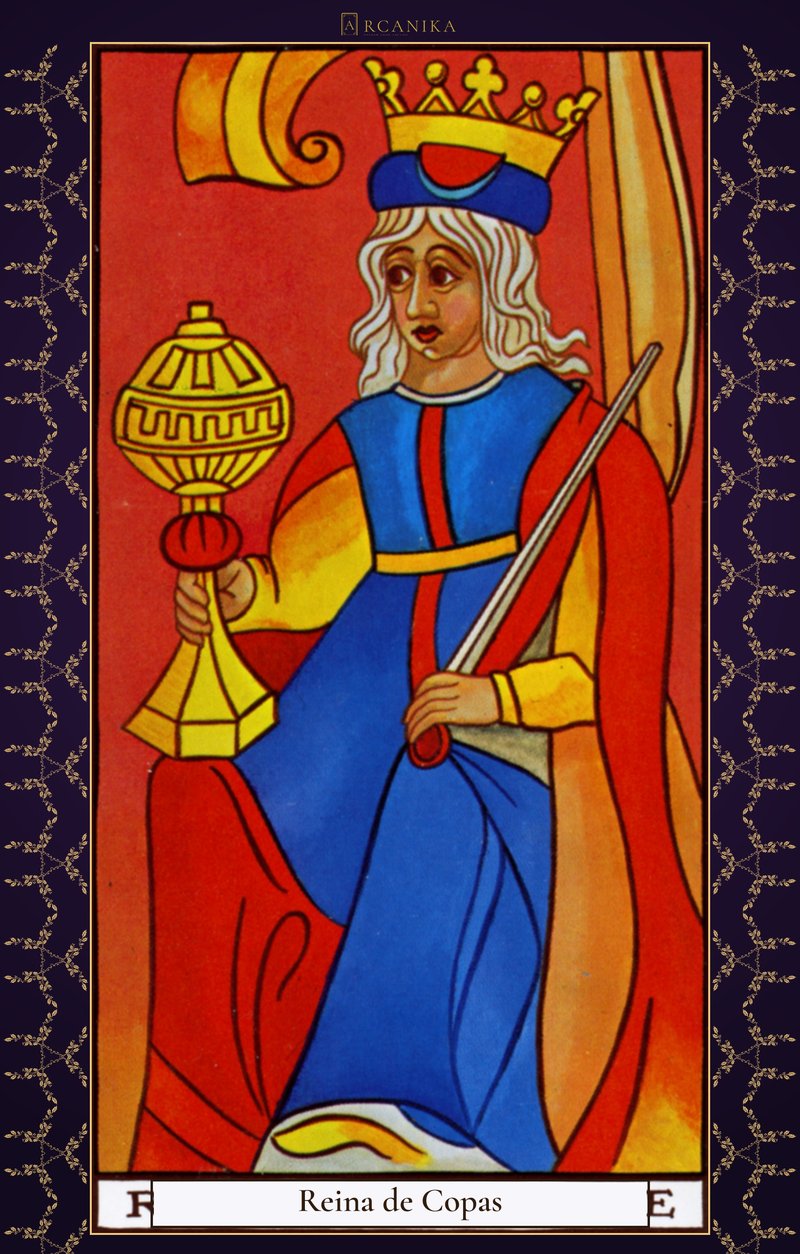 Reina de Copas — carta del Tarot, mazo Arcanos de Marsella