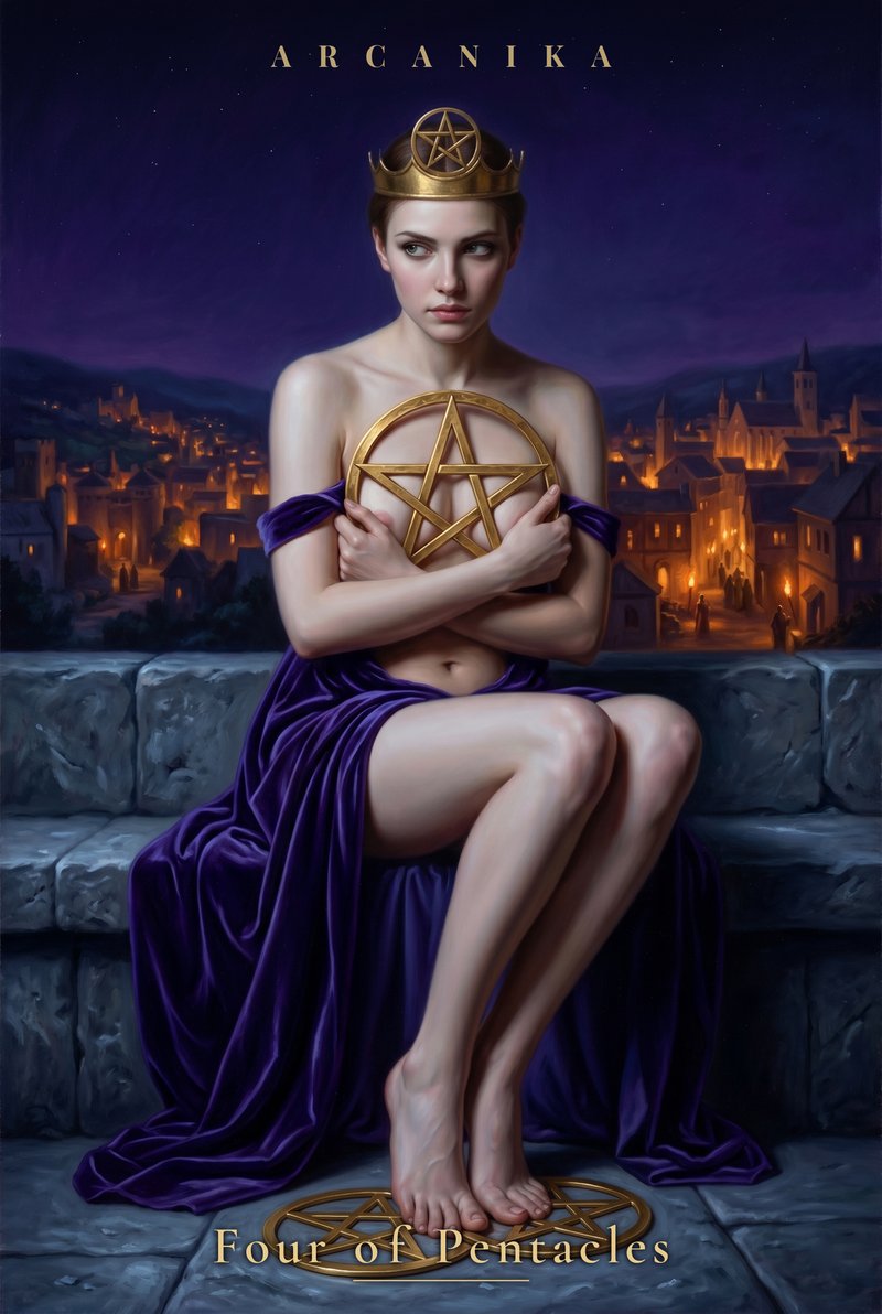 Four of Pentacles — Tarot card, Soblazn — Sensual Tarot deck
