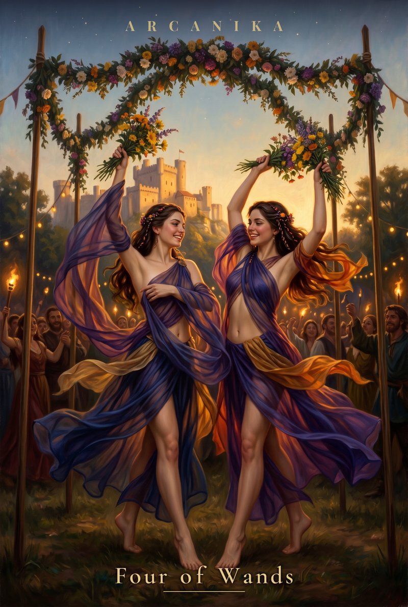 Four of Wands — Tarot card, Soblazn — Sensual Tarot deck