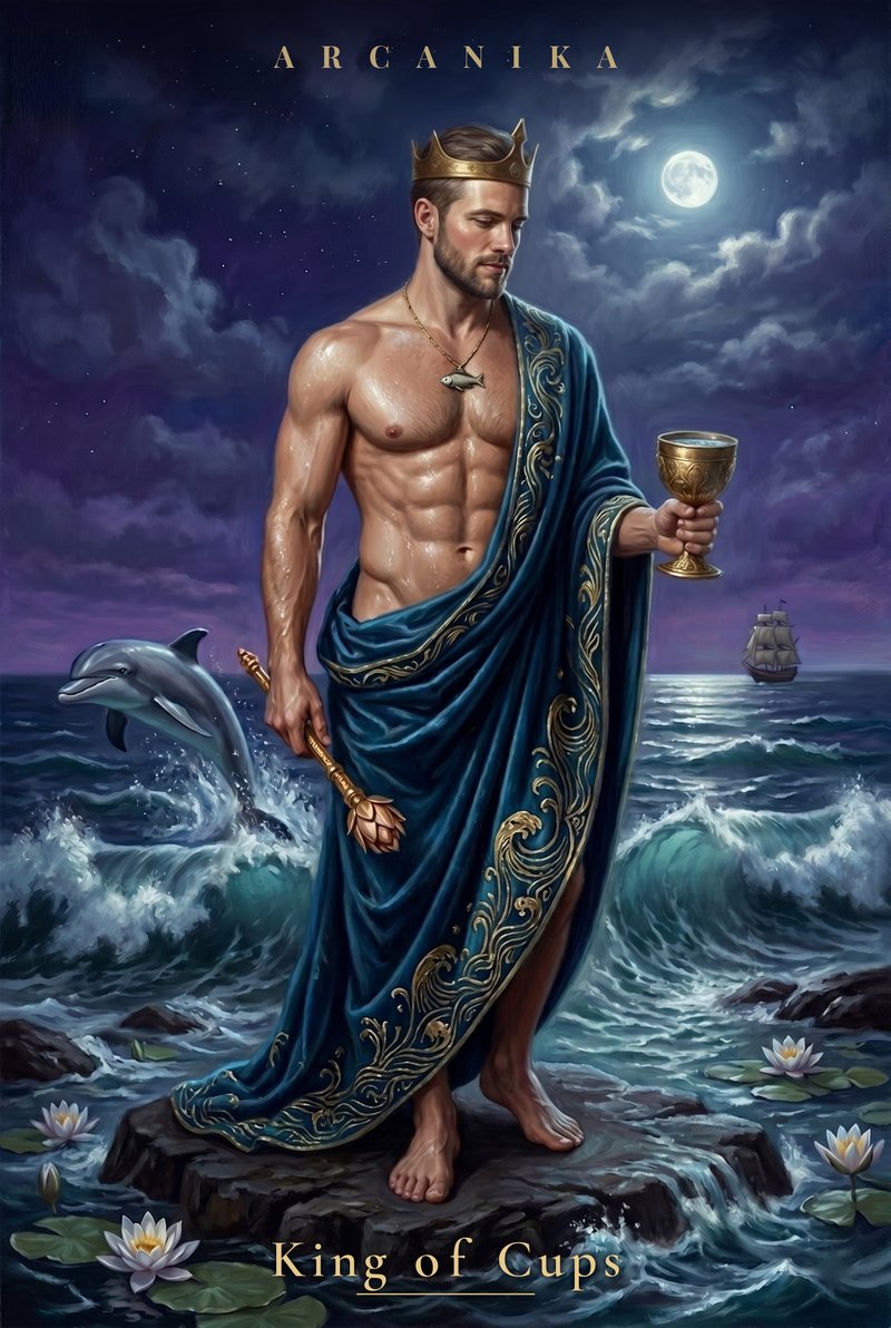 King of Cups — Tarot card, Soblazn — Sensual Tarot deck