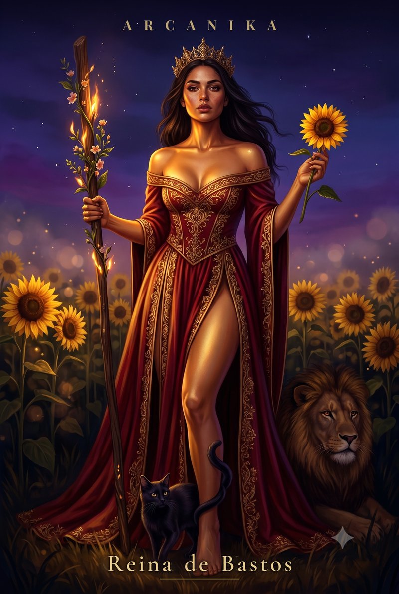 Reina de Bastos — carta del Tarot, mazo Soblazn — Tarot Sensual